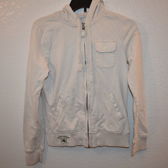 Lucky Brand Other - Lucky Brand White Hoodie Sweater Clover